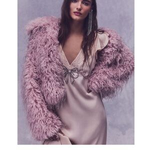 Brand New with Tag Free People Pink Faux Fur Jacket